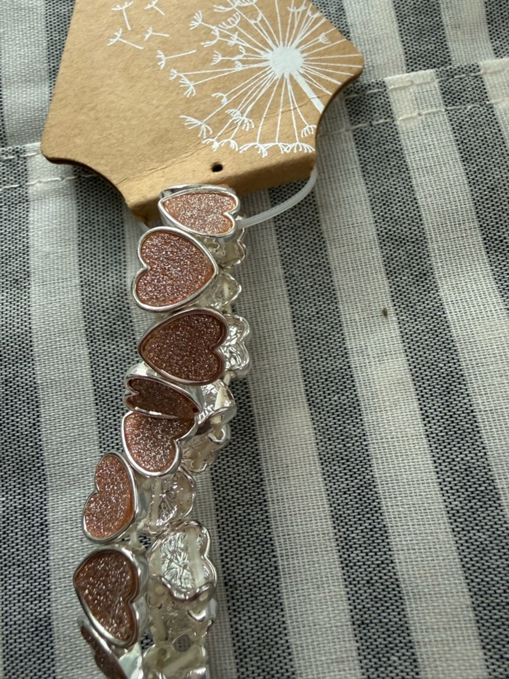 Women's Heart Link Bracelet in Rose Gold Glitter - Unbranded